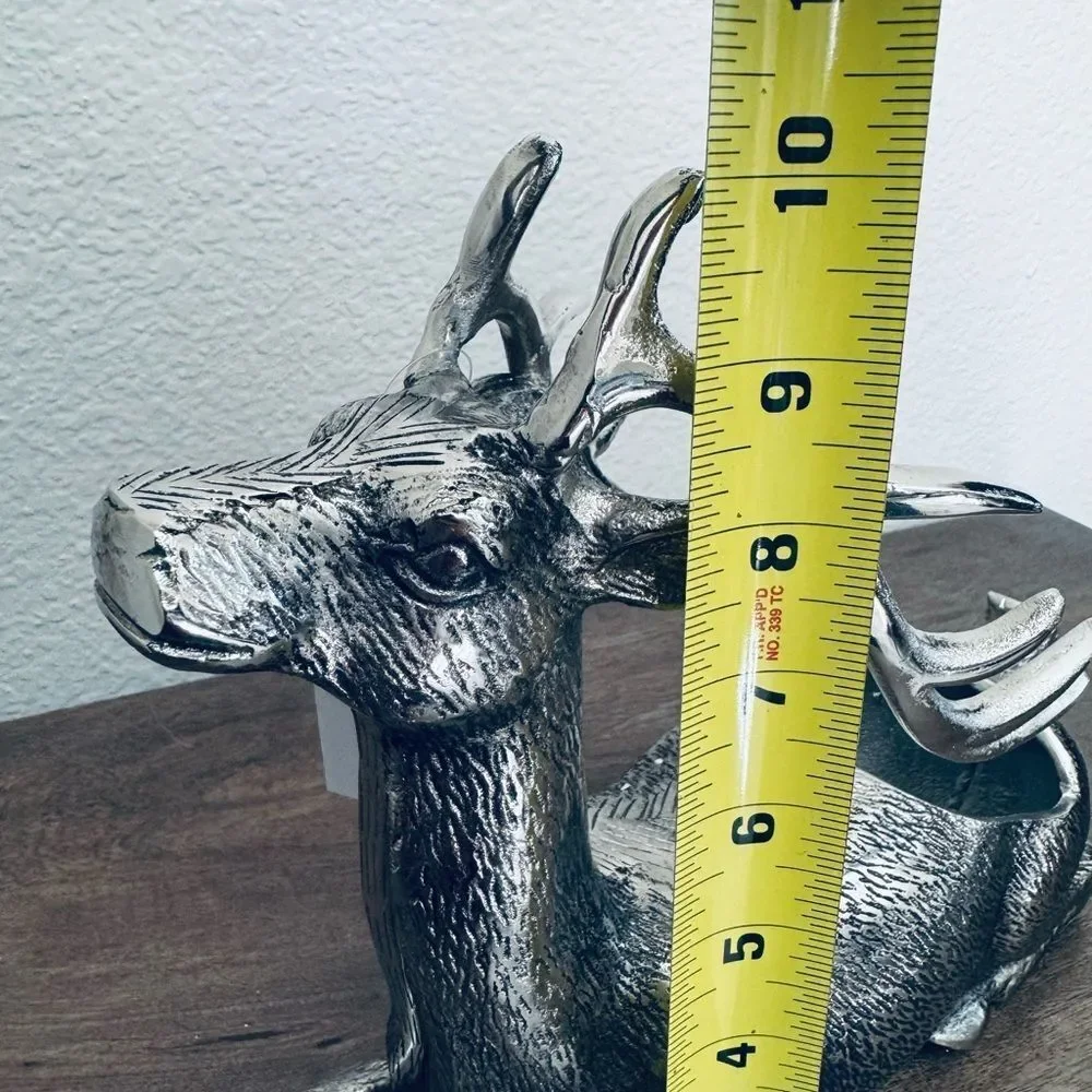 Elegant Silver Reindeer Holiday Christmas Wine Bottle Display Stand Holder